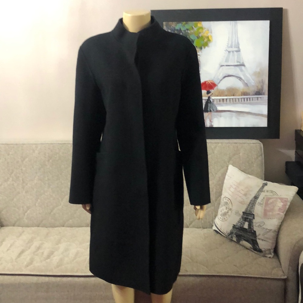 HILARY RADLEY WOOL BLACK COAT 10 - Picture 1 of 9